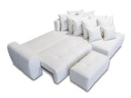 Canapé d'angle L convertible coffre ROXELANE tissu chiné avec pouf