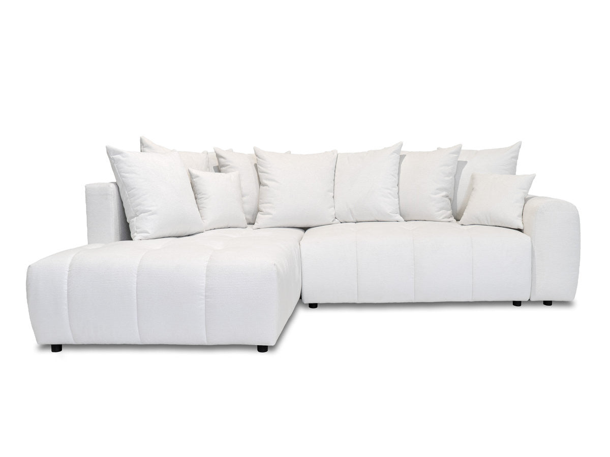 Canapé d'angle L convertible coffre ROXELANE tissu chiné
