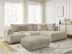 Canapé d'angle L convertible FUJI tissu bouclette avec pouf