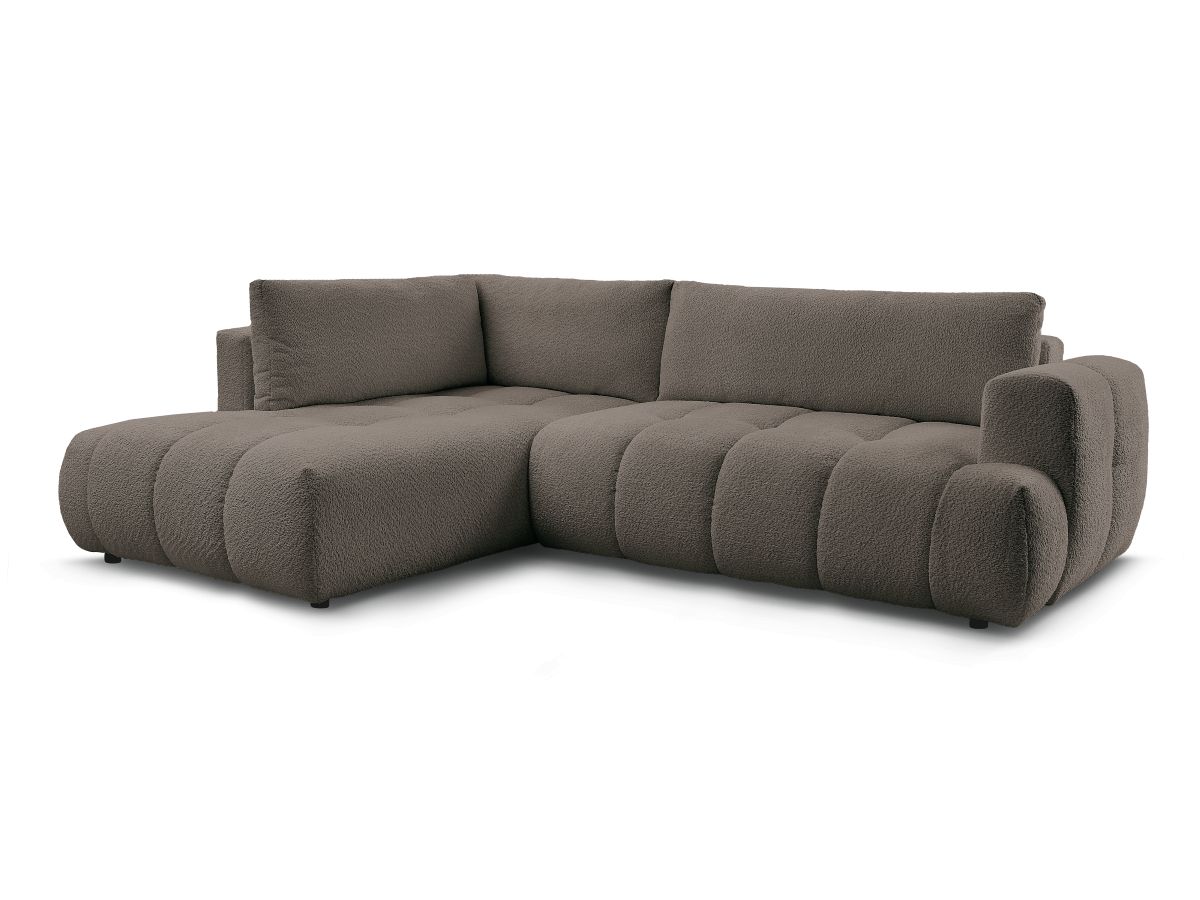 Canapé d'angle L convertible FUJI tissu bouclette