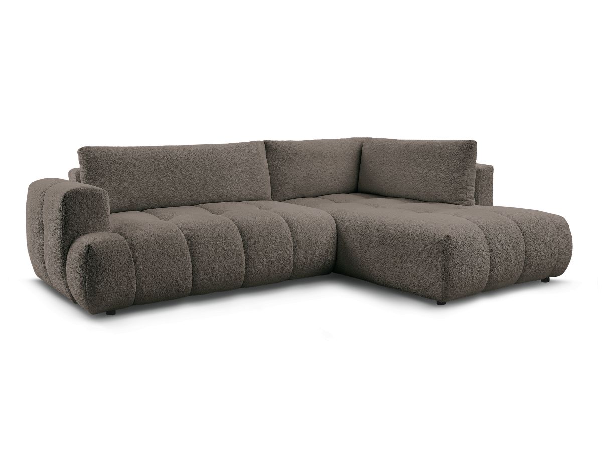 Canapé d'angle L convertible FUJI tissu bouclette