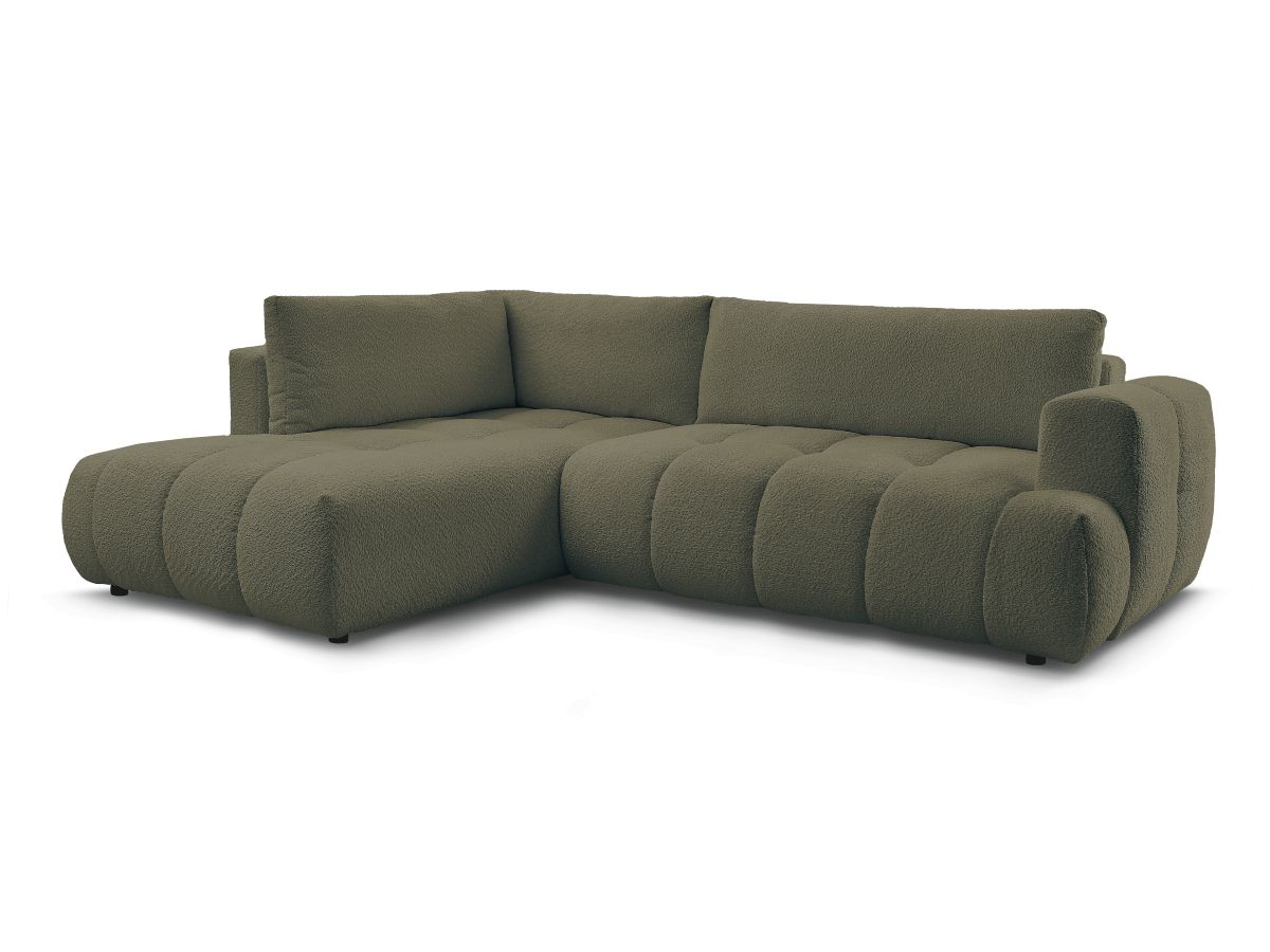 Canapé d'angle L convertible FUJI tissu bouclette