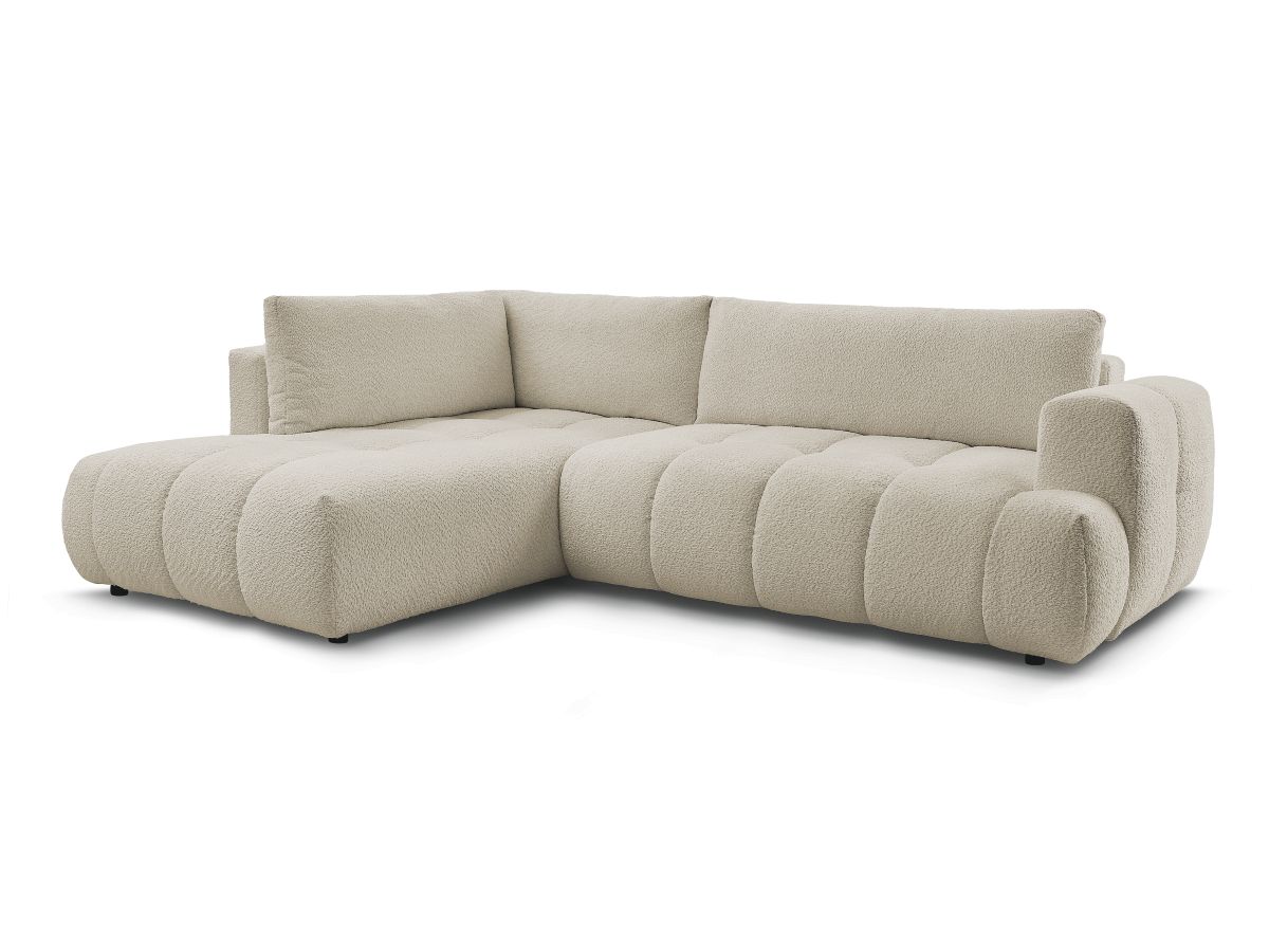 Canapé d'angle L convertible FUJI tissu bouclette