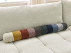 Canapé d'angle L convertible FUJI tissu lisse avec pouf