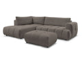Canapé d'angle L convertible FUJI tissu lisse avec pouf