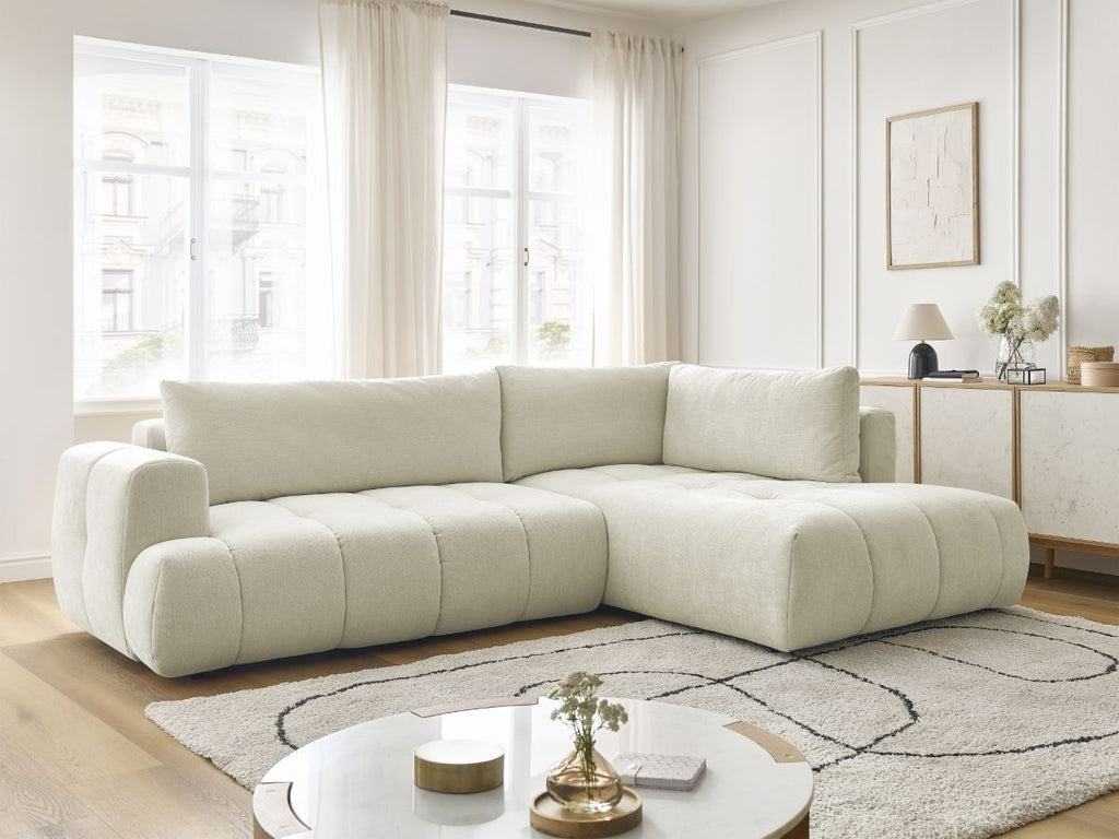 Canapé d'angle L convertible FUJI tissu lisse
