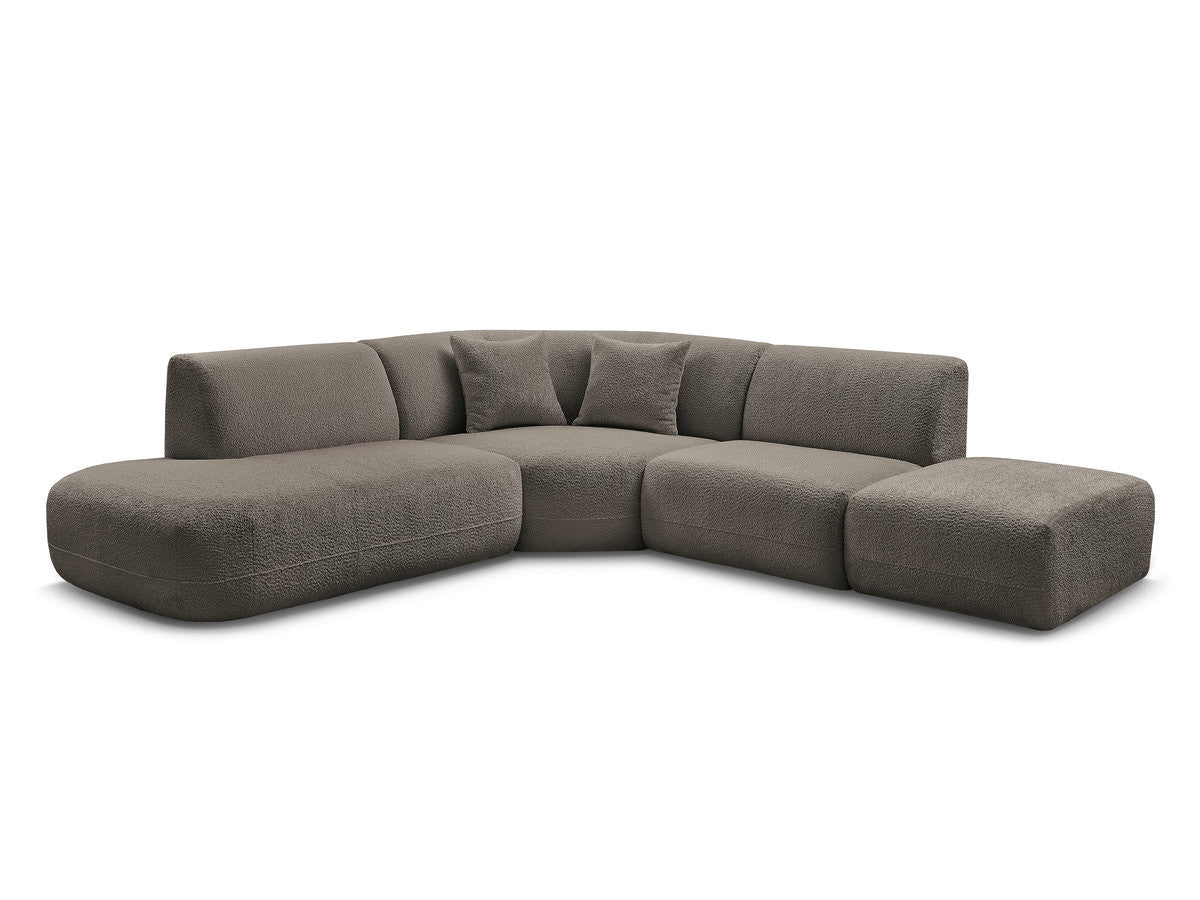 Canapé d'angle L fixe modulable ANDA tissu chenille