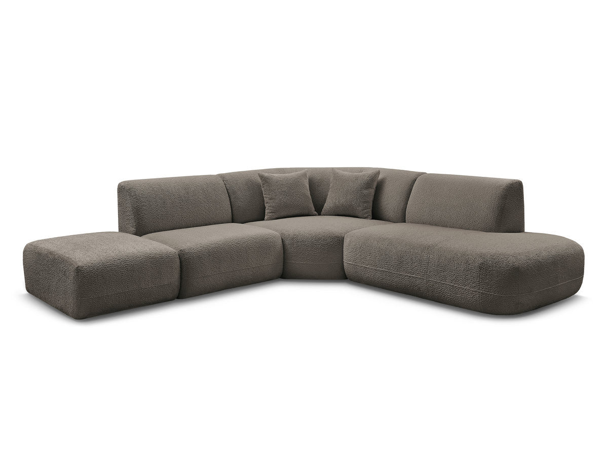 Canapé d'angle L fixe modulable ANDA tissu chenille