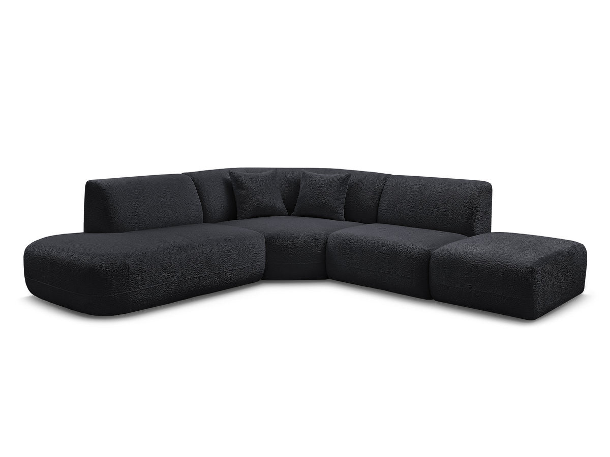 Canapé d'angle L fixe modulable ANDA tissu chenille