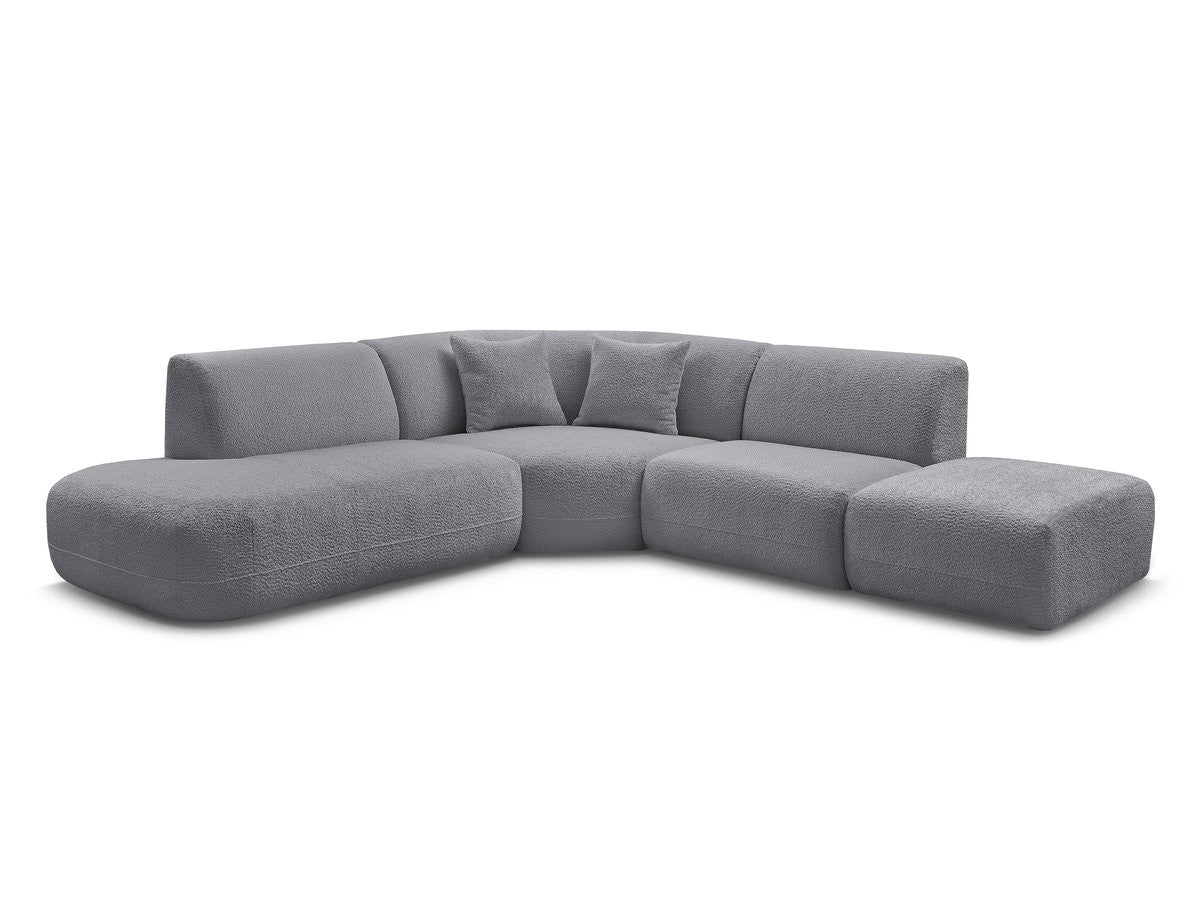Canapé d'angle L fixe modulable ANDA tissu chenille