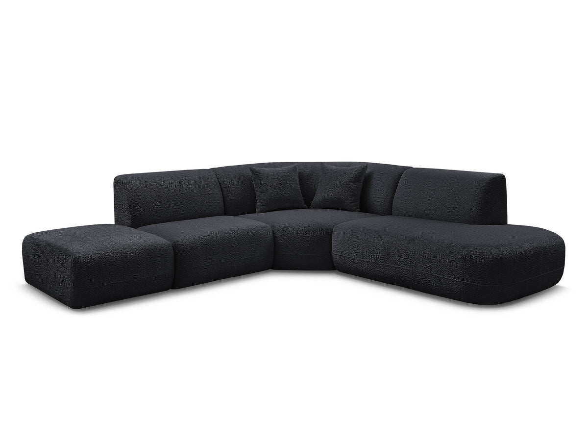 Canapé d'angle L fixe modulable ANDA tissu chenille