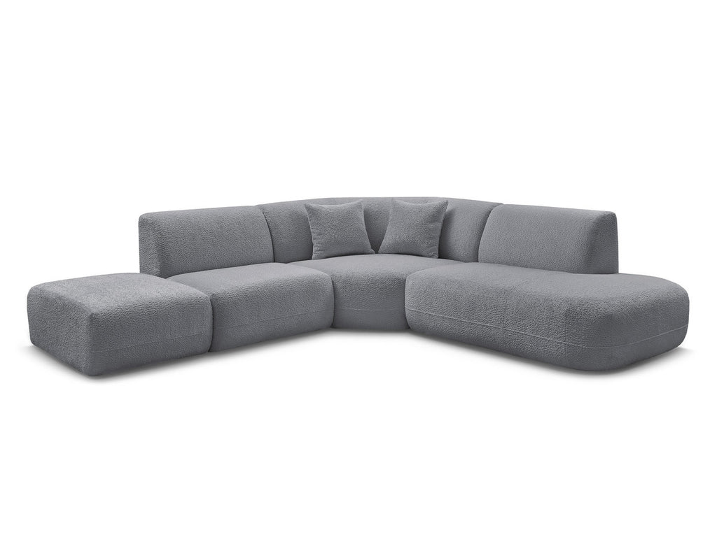 Canapé d'angle L fixe modulable ANDA tissu chenille