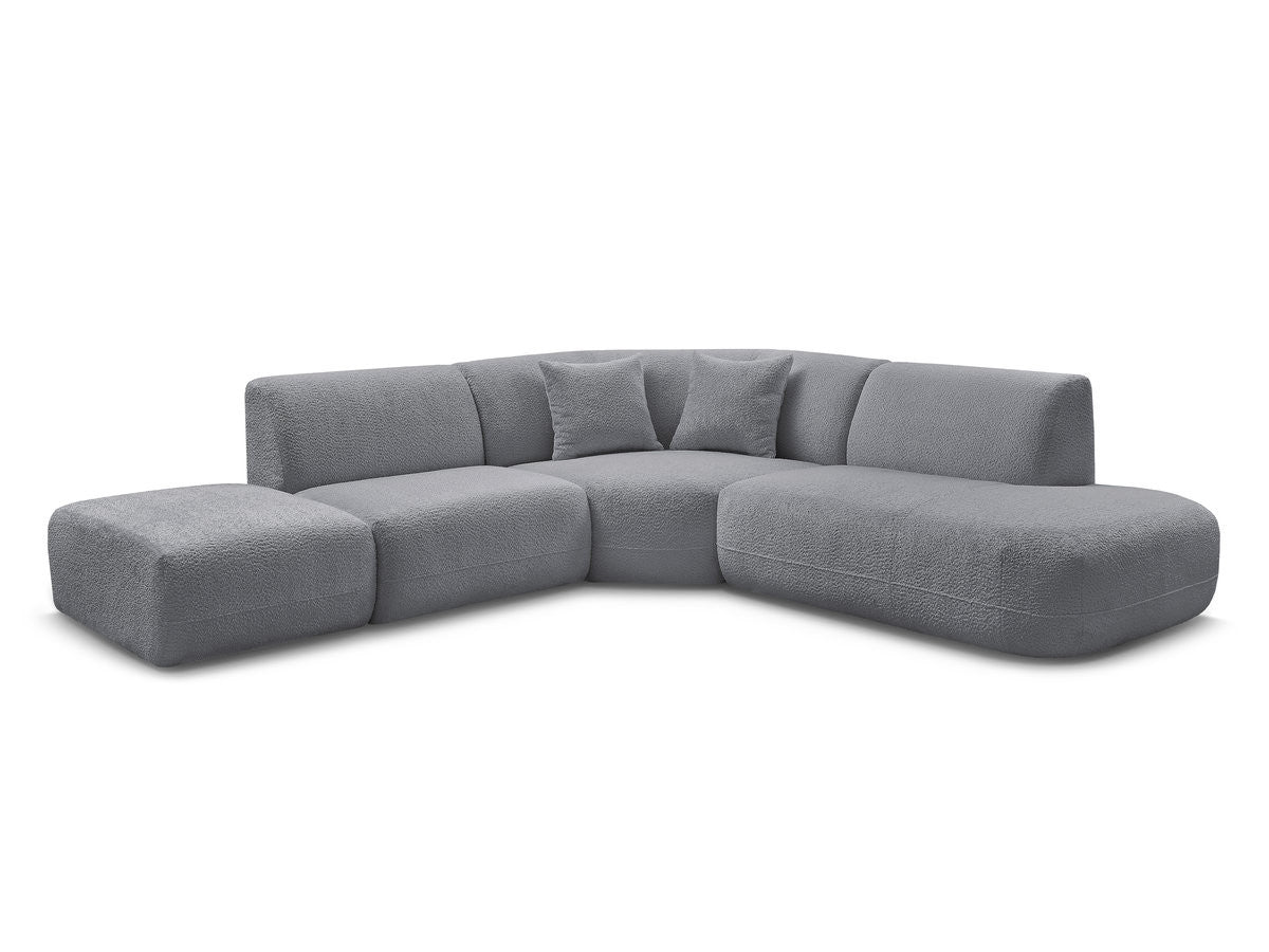 Canapé d'angle L fixe modulable ANDA tissu chenille