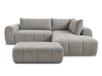 Canapé d'angle L fixe NESTY tissu chiné avec pouf