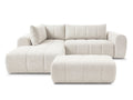 Canapé d'angle L fixe NESTY tissu chiné avec pouf