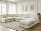 Canapé d'angle modulable PARIS velours côtelé avec 3 chauffeuses, 1 méridienne, 1 angle, et 1 pouf