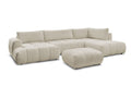 Canapé panoramique convertible FUJI tissu bouclette avec pouf