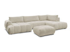 Canapé panoramique convertible FUJI tissu bouclette avec pouf