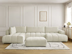 Canapé panoramique convertible FUJI tissu lisse avec pouf