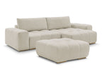 Canapé d'angle réversible ANAKIN tissu bouclette avec pouf