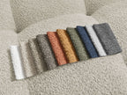 Canapé d'angle réversible ANAKIN tissu bouclette avec pouf