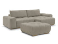 Canapé d'angle réversible ANAKIN tissu bouclette avec pouf