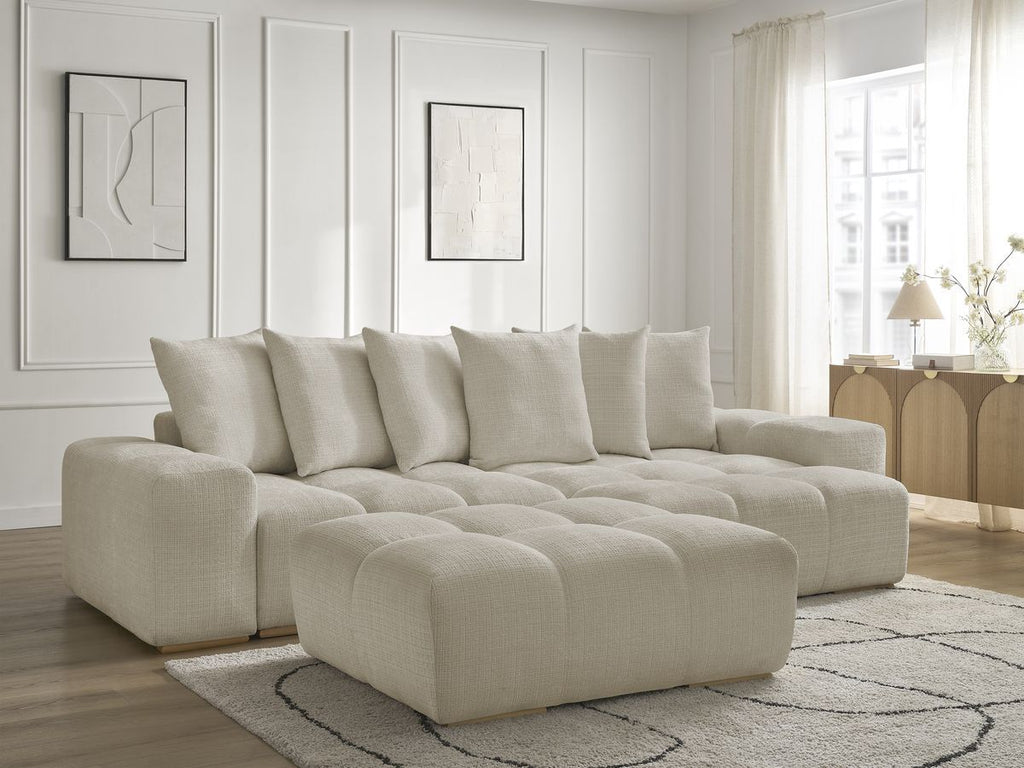 Canapé d'angle réversible ANAKIN tissu texturé avec pouf