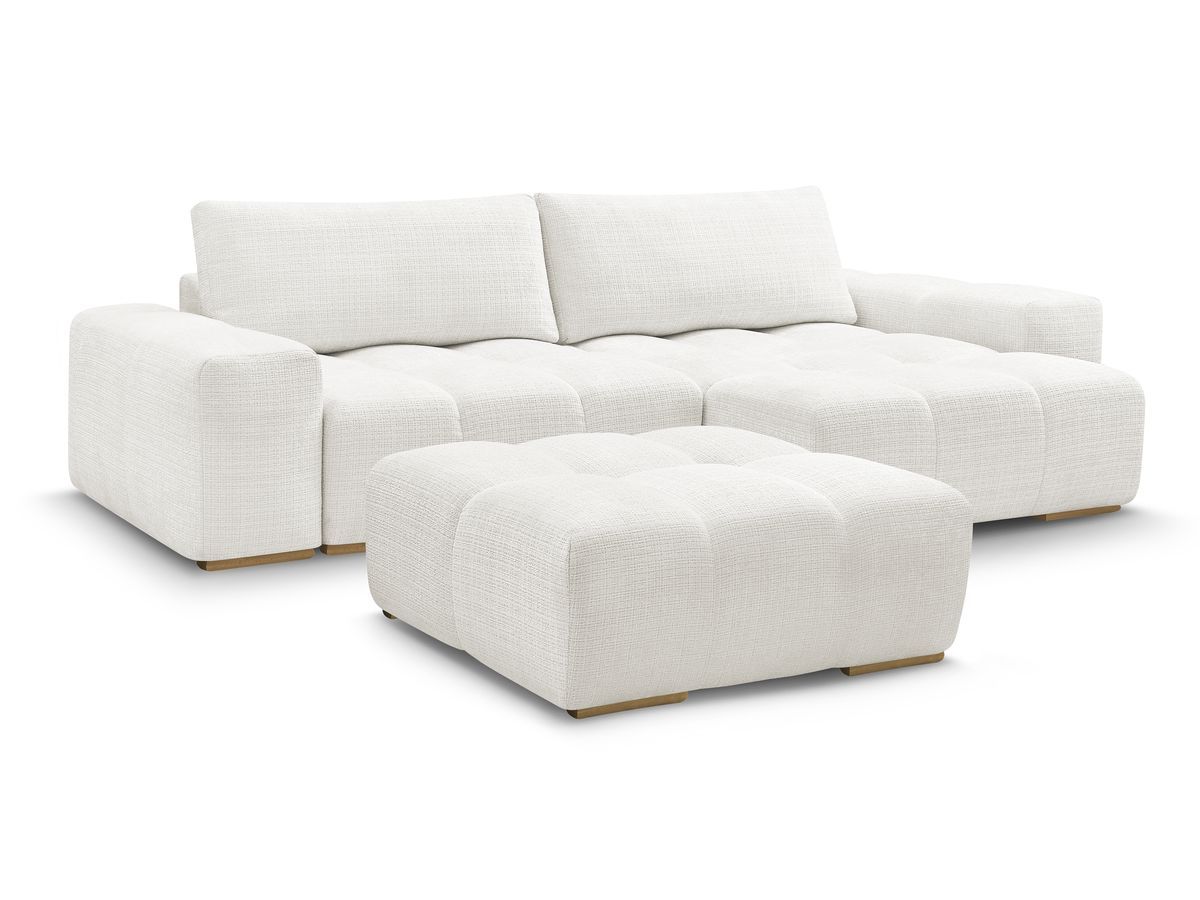 Canapé d'angle réversible ANAKIN tissu texturé avec pouf