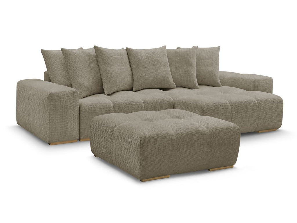 Canapé d'angle réversible ANAKIN tissu texturé avec pouf