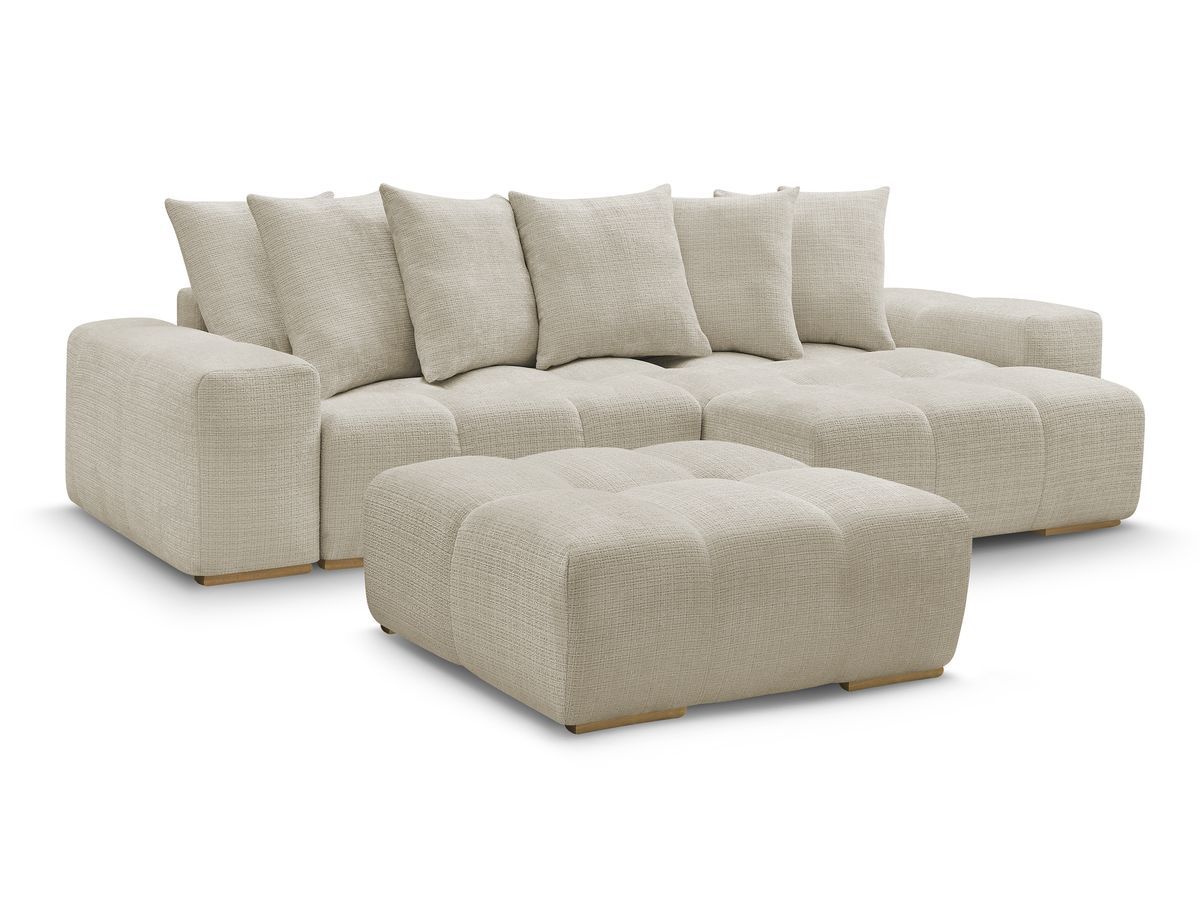 Canapé d'angle réversible ANAKIN tissu texturé avec pouf