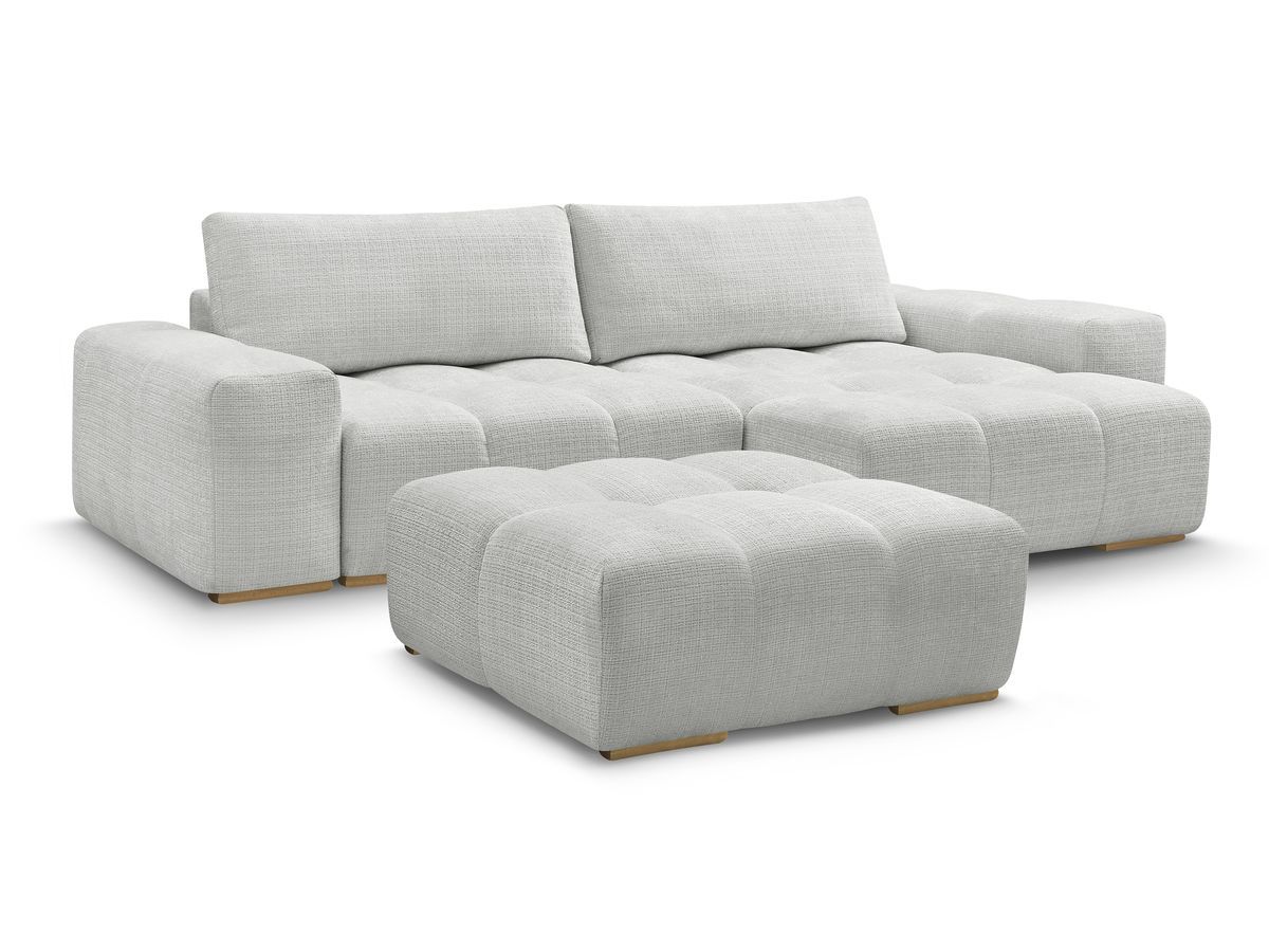 Canapé d'angle réversible ANAKIN tissu texturé avec pouf