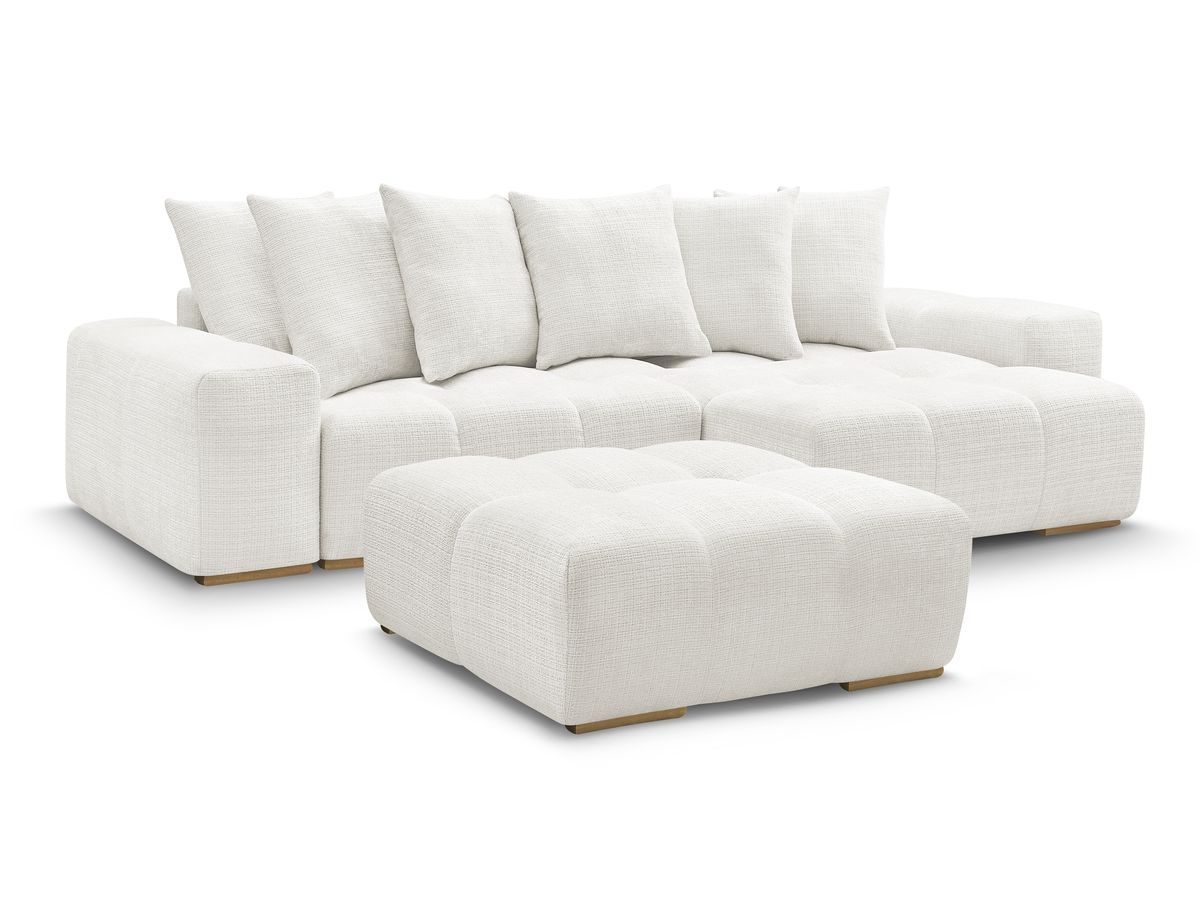 Canapé d'angle réversible ANAKIN tissu texturé avec pouf