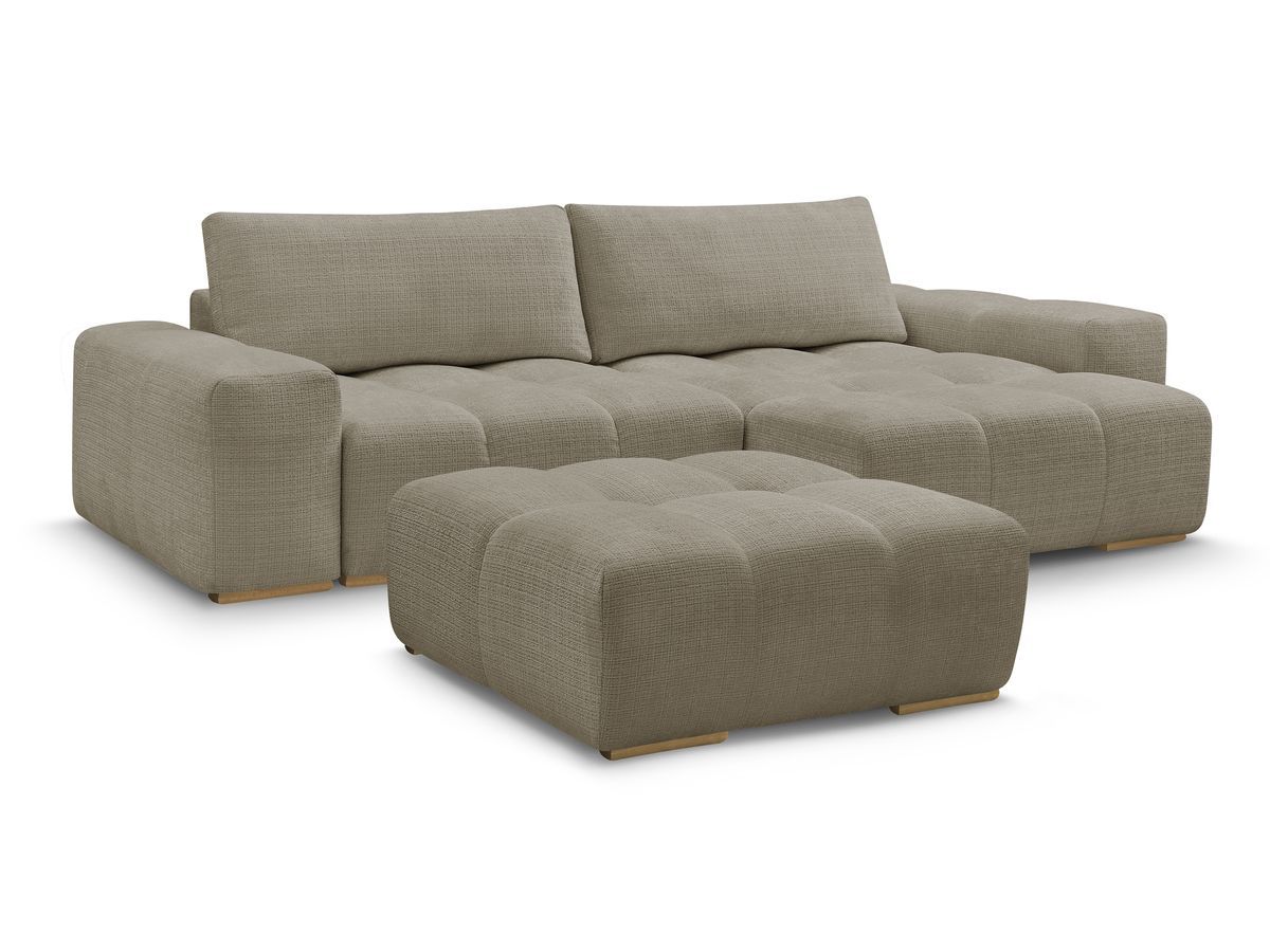Canapé d'angle réversible ANAKIN tissu texturé avec pouf