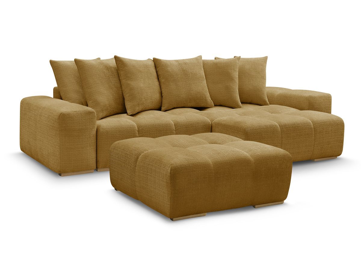Canapé d'angle réversible ANAKIN tissu texturé avec pouf