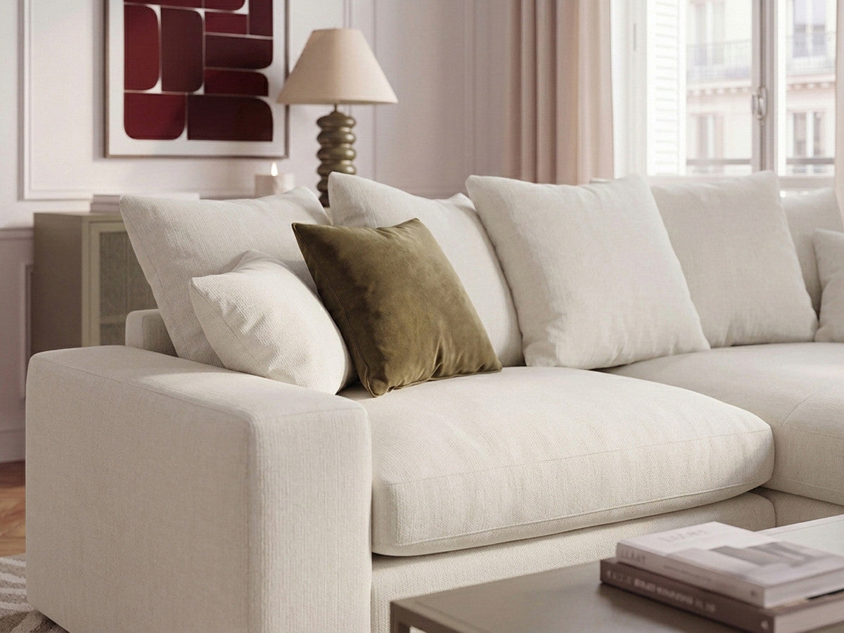 Canapé d'angle réversible compact NEVADA tissu lisse