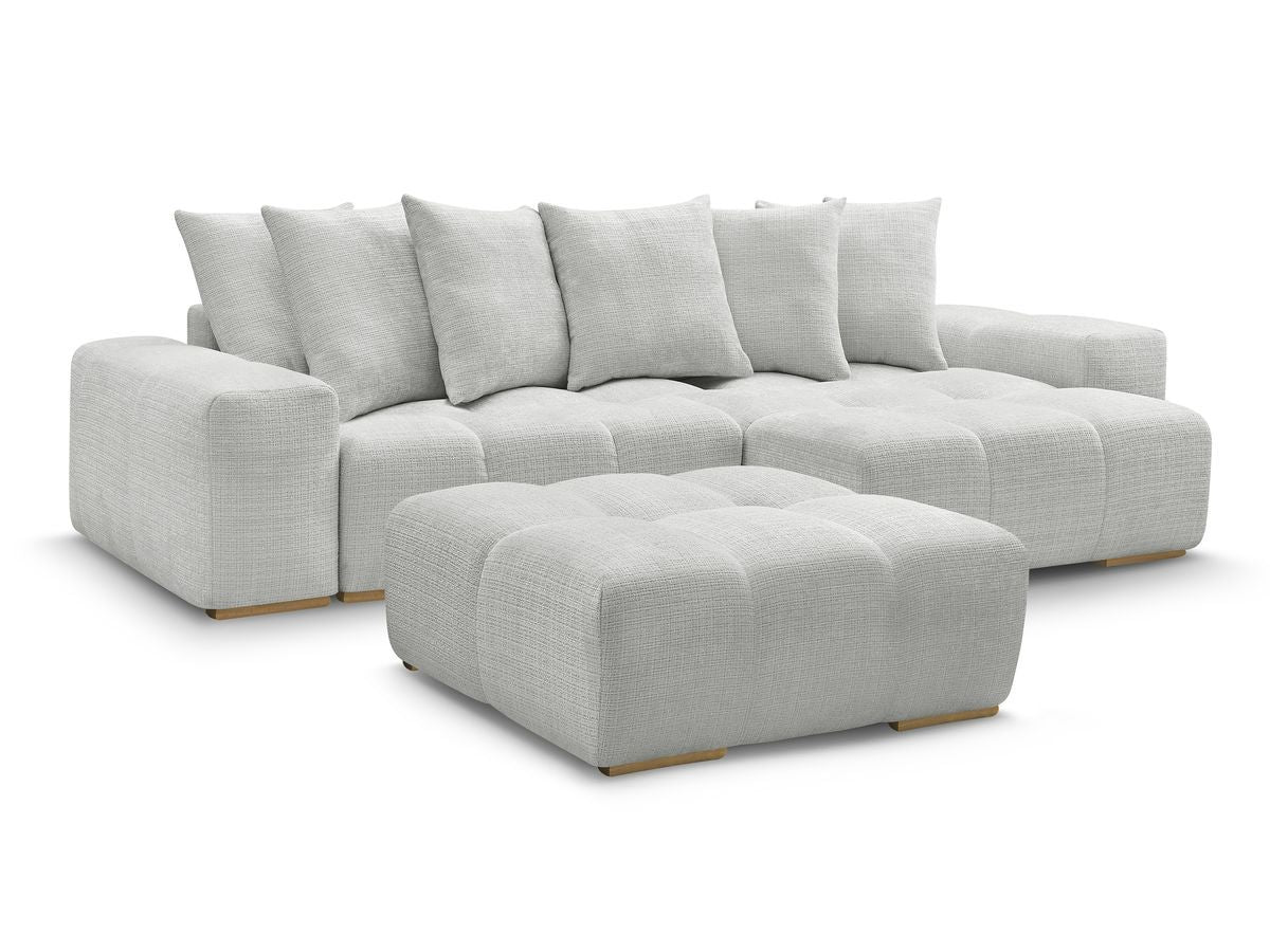 Canapé d'angle réversible convertible coffre ANAKIN tissu texturé avec pouf