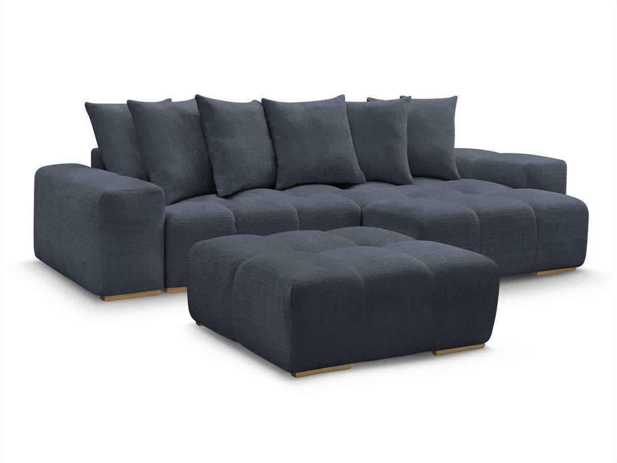 Canapé d'angle réversible convertible coffre ANAKIN tissu texturé avec pouf