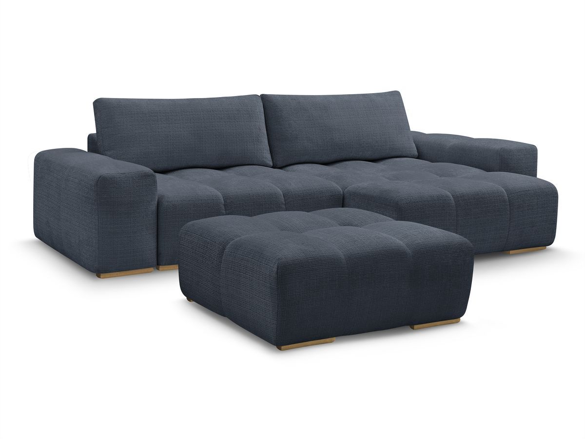 Canapé d'angle réversible convertible coffre ANAKIN tissu texturé avec pouf