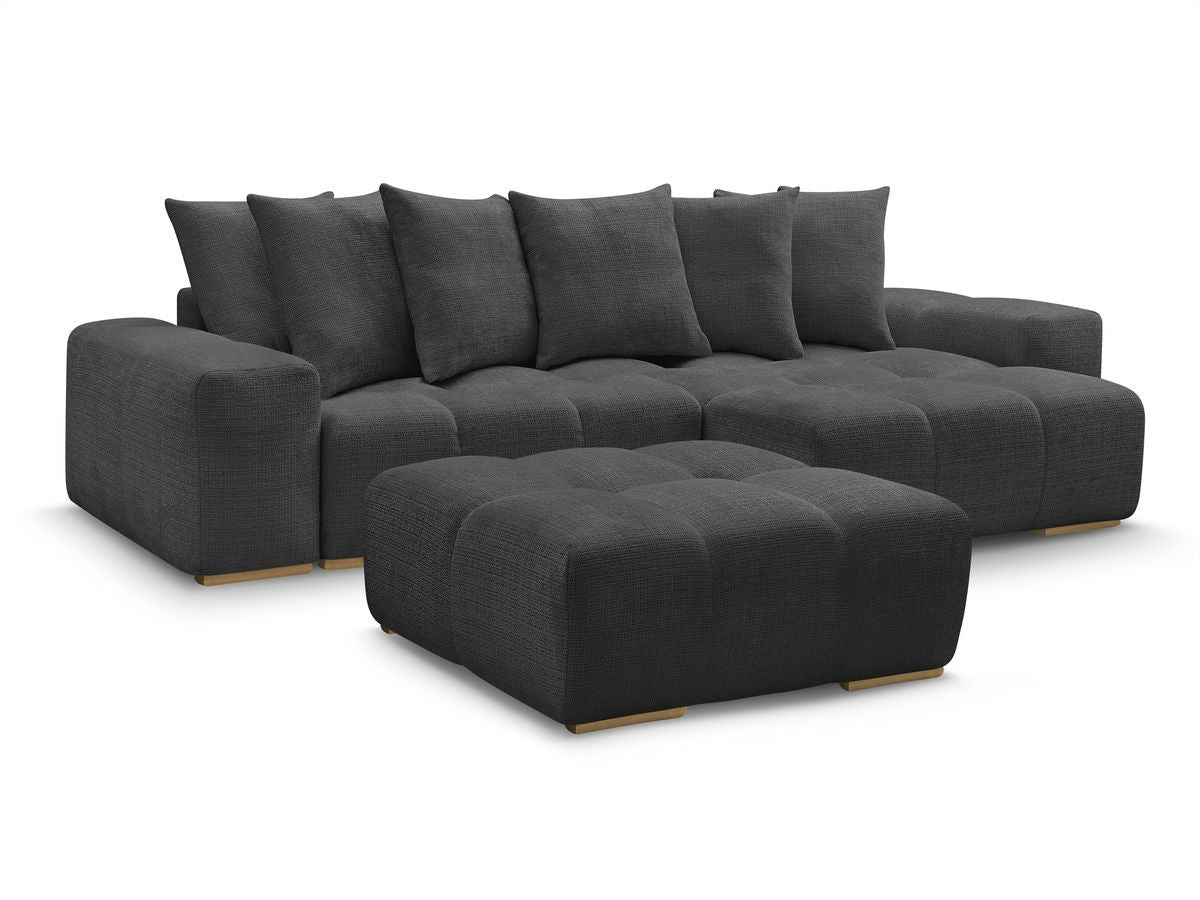 Canapé d'angle réversible convertible coffre ANAKIN tissu texturé avec pouf