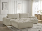 Canapé d'angle réversible convertible coffre ANAKIN tissu texturé avec pouf