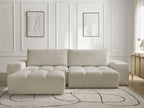 Canapé d'angle réversible convertible coffre ANAKIN tissu texturé avec pouf