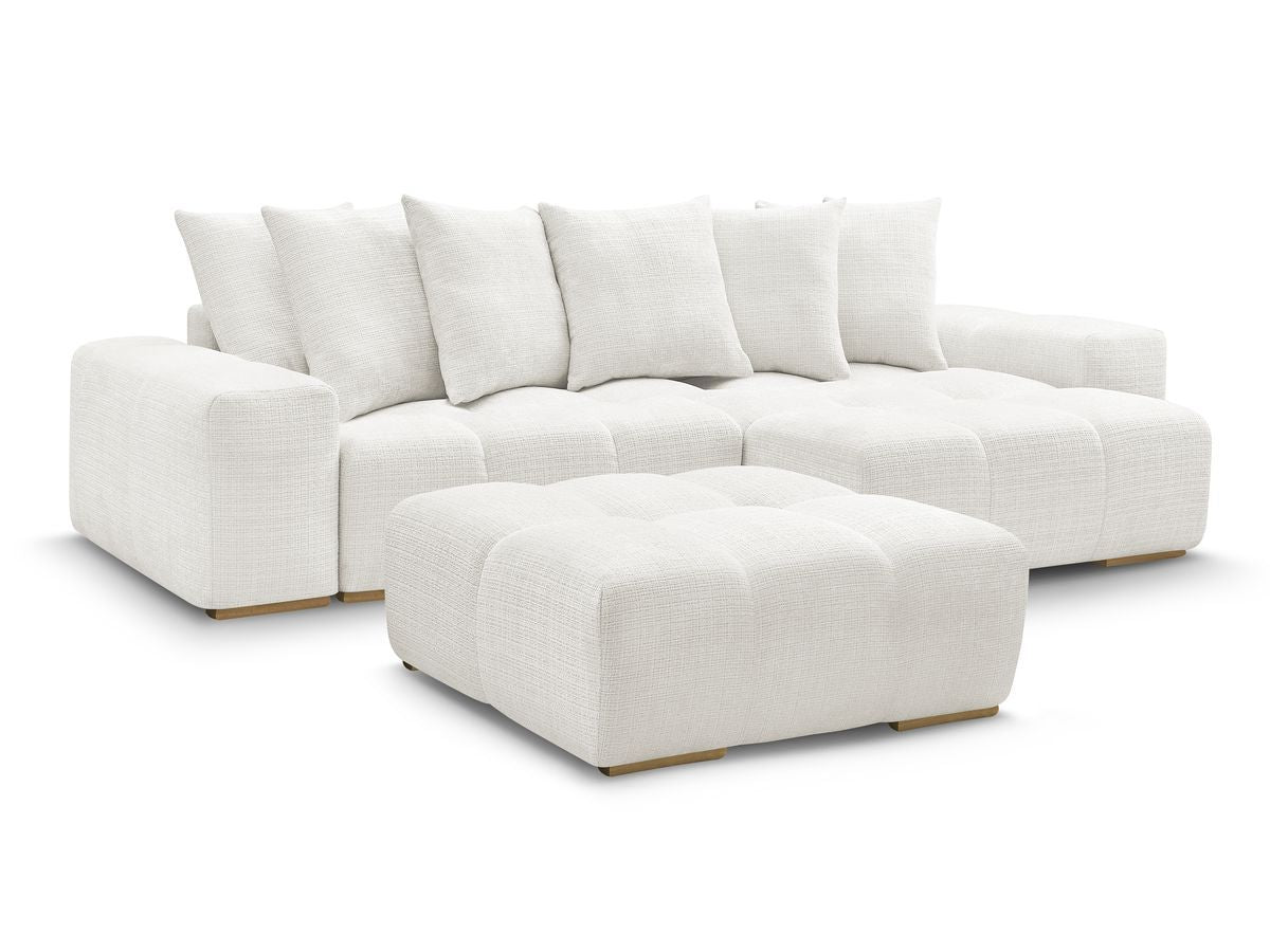 Canapé d'angle réversible convertible coffre ANAKIN tissu texturé avec pouf
