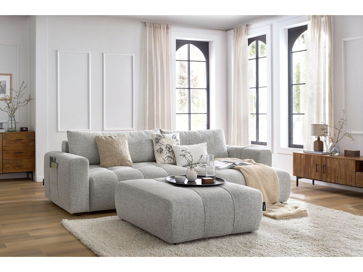 Canapé d'angle réversible convertible coffre ARSENE avec pouf