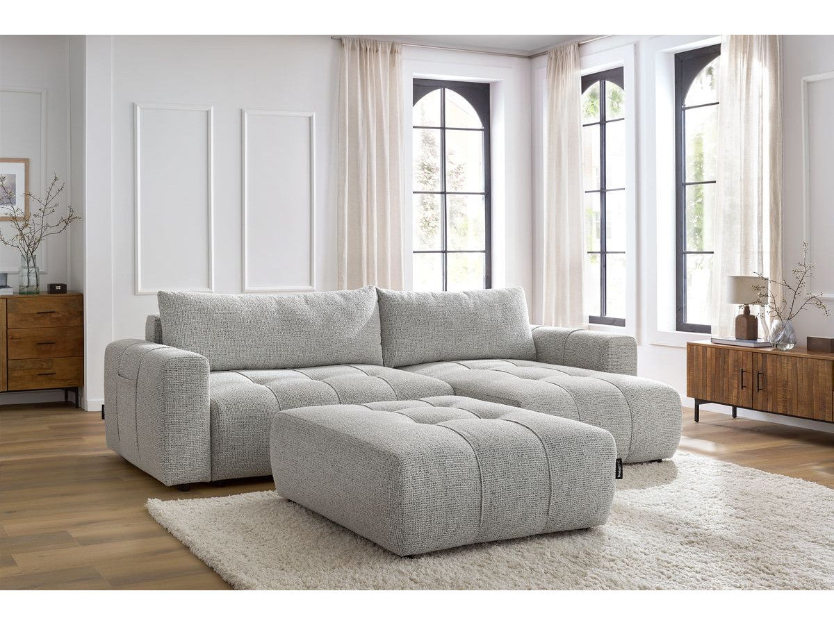 Canapé d'angle réversible convertible coffre ARSENE avec pouf