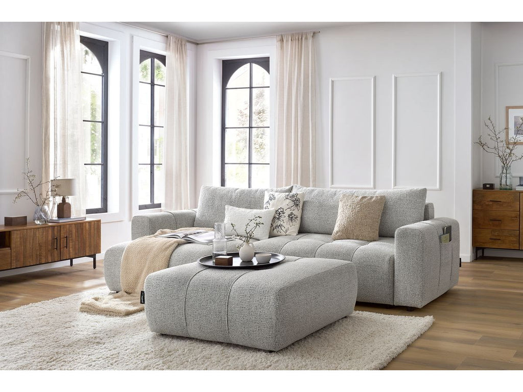 Canapé d'angle réversible convertible coffre ARSENE avec pouf