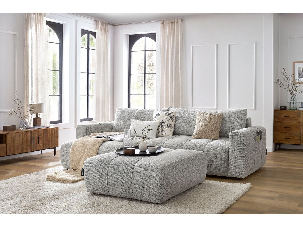 Canapé d'angle réversible convertible coffre ARSENE avec pouf