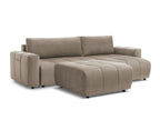 Canapé d'angle réversible convertible coffre ARSENE tissu velours avec pouf