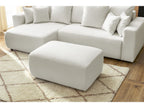Canapé d'angle réversible convertible coffre ENVY tissu bouclette doux avec pouf rectangulaire