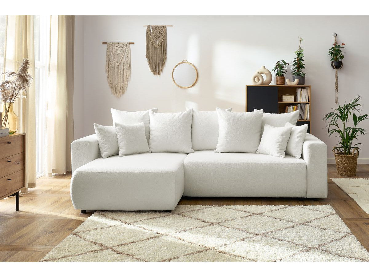 Canapé d'angle réversible convertible coffre ENVY tissu bouclette doux