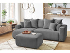 Canapé d'angle réversible convertible coffre ENVY velours côtelé avec pouf